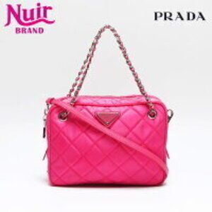 Prada Quilted Tessuto Shoulder Bag Pink